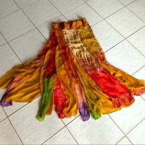 One of a kind silk skirt, hand made fabric